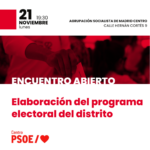 2022.11.21 Encuentro abierto para la elaboración del programa electoral del distrito